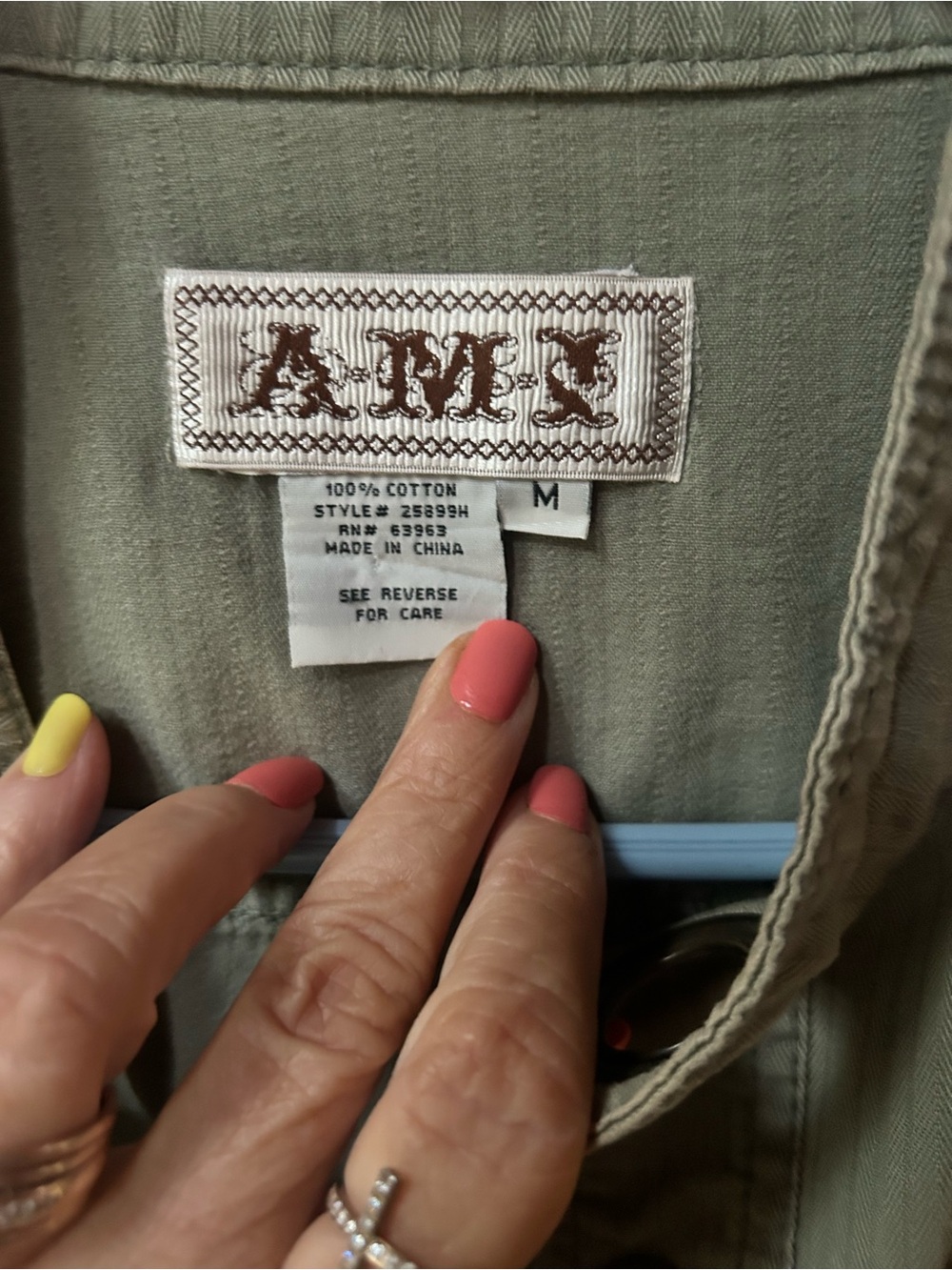 AMI Olive Green Grommet Utility Jacket Size Medium Bow Cuffs - Picture 3 of 8